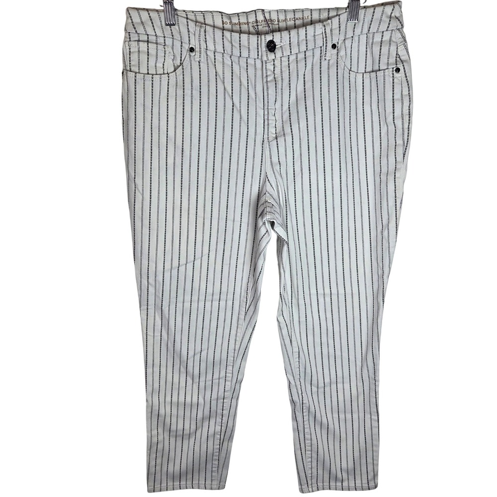 Chicos‎ Slimming Girlfriend Slim Ankle Jeans Pinstripe Womens Plus Size 14R